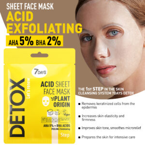 7DAYS DETOX 1 ACID SHEET FACE MASK 25g - Imagen 2