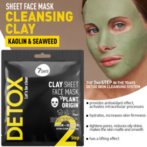 7DAYS DETOX 2 CLAY SHEET FACE MASK 12g - Imagen 2