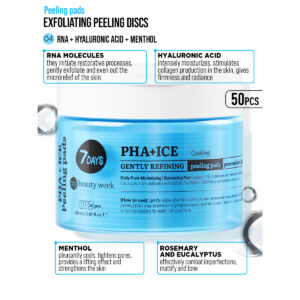7DAYS MY BEAUTY WEEK GENTLY REFINING COOLING PEELING PADS 50PCS 150ml - Imagen 2