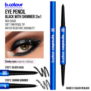 B.COLOUR CAPSULE PRO PRO SMOKY EYE PENCIL & SHIMMER 2IN1 01 BLACK CLASSIC - Imagen 2
