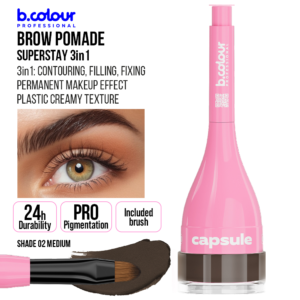 B.COLOUR CAPSULE PRO PRO SUPERSTAY BROW POMADE 3IN1 02 MEDIUM 3.3g - Imagen 2