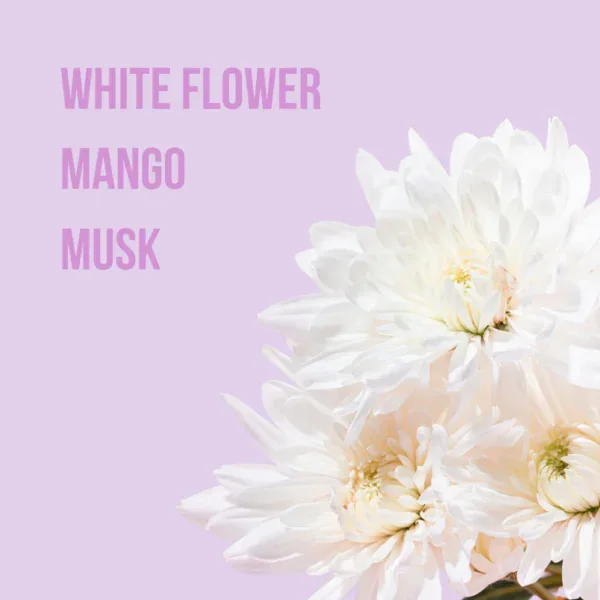 Flores blancas con fondo lila para fragancia corporal Ultra Panama.