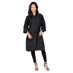 BETTY DAIN Big News Client Wrap | Salon Robe BLACK WITH BLACK TRIM 240-BLK - Imagen 1