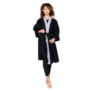 BETTY DAIN Big News Client Wrap | Salon Robe BLACK WITH GREY TRIM 240-BLK/GRY - Imagen 1