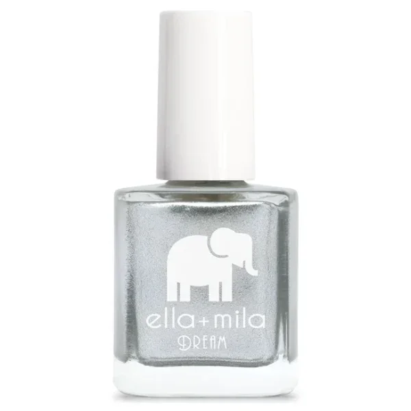 ELLA-MILA-DREAM-MIRROR-MIRROR-13.3ml.webp Esmalte de uñas gris con logo de elefante y texto ella + mila DREAM.