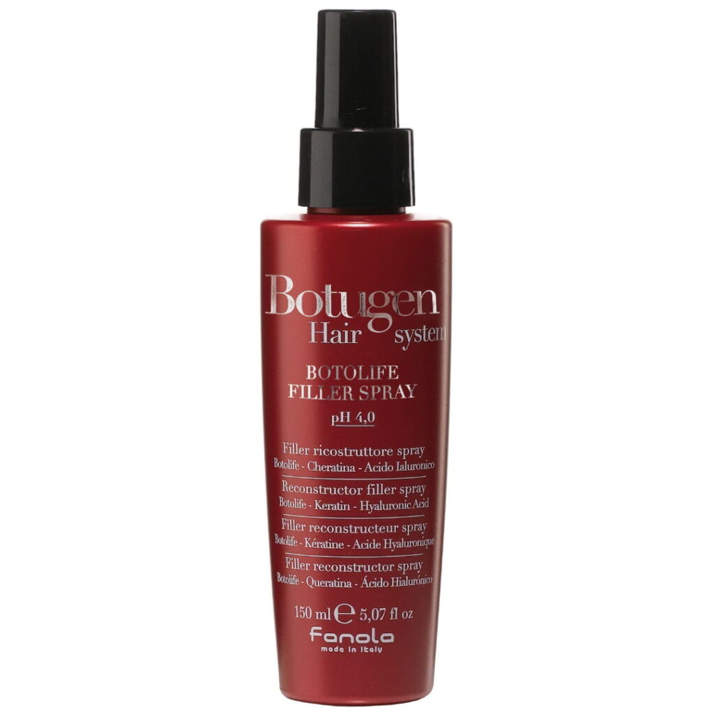 Spray reconstructivo para cabello Botugen Botolife 150ml en botella roja.
