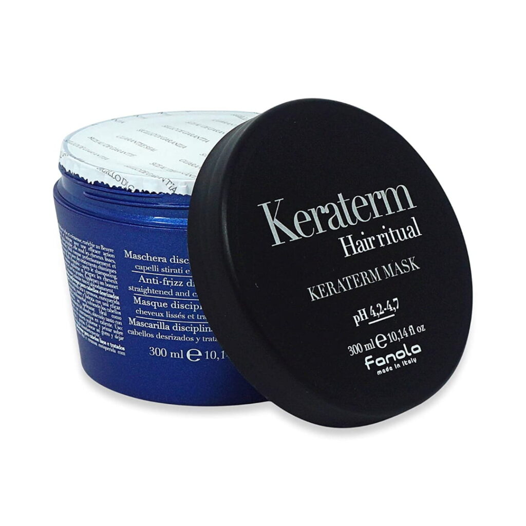 Máscara capilar anti-frizz Keraterm 300ml para cabello disciplinado y sedoso.