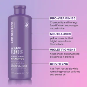 LEE STAFFORD BLEACH BLONDES PURPLE TONING SHAMPOO 500ml - Imagen 2