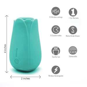 MAIA TULIP PRO WIRELESS RECHARGEABLE VIBRATING WAND TEAL - Imagen 4