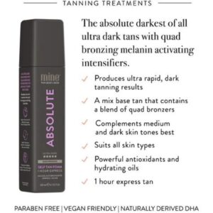 Spray de autobronceador ultra oscuro MINETAN ABSOLUTE SELF TAN FOAM 200ml.