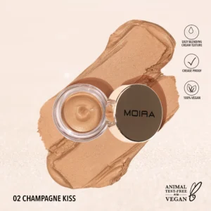 MOIRA EVERLUST SHIMMER CREAM SHADOW 002 CHAMPAGNE KISS 5g - Imagen 1