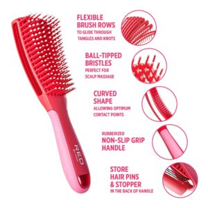 RED BY KISS GLIDE & DEFINE DETANGLING BRUSH NON SLIP RED HH53 - Imagen 2