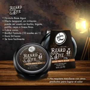ROLDA BEARD DYE COVER GRAYS-BLACK 100g - Imagen 2