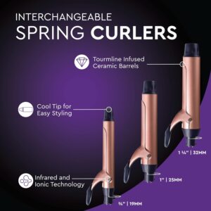 SUTRA BEAUTY INTERCHANGEABLE SPRING CURLER SET 25MM 32MM 38MM 50C3C-B39 - Imagen 2