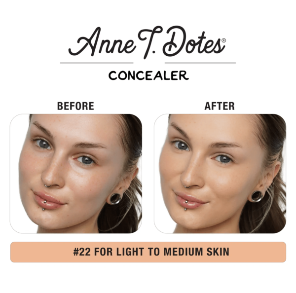 Antes y después del corrector Anne T. Dotes en piel clara.