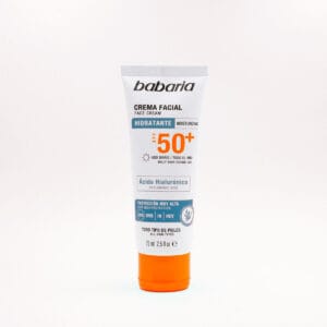 BABARIA SUNSCREEN FACE CREAM SPF 50 MOISTURIZING HYALURONIC ACID 75ml - Imagen 1