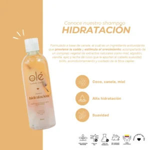 OLÉ SHAMPOO HIDRATACION COCO, CANELA & MIEL 500ml - Imagen 2