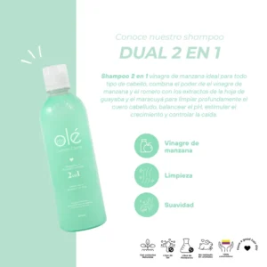 OLÉ SHAMPOO SHAMPOO & ACONDICIONADOR VINAGRE DE MANZANA 500ml - Imagen 2