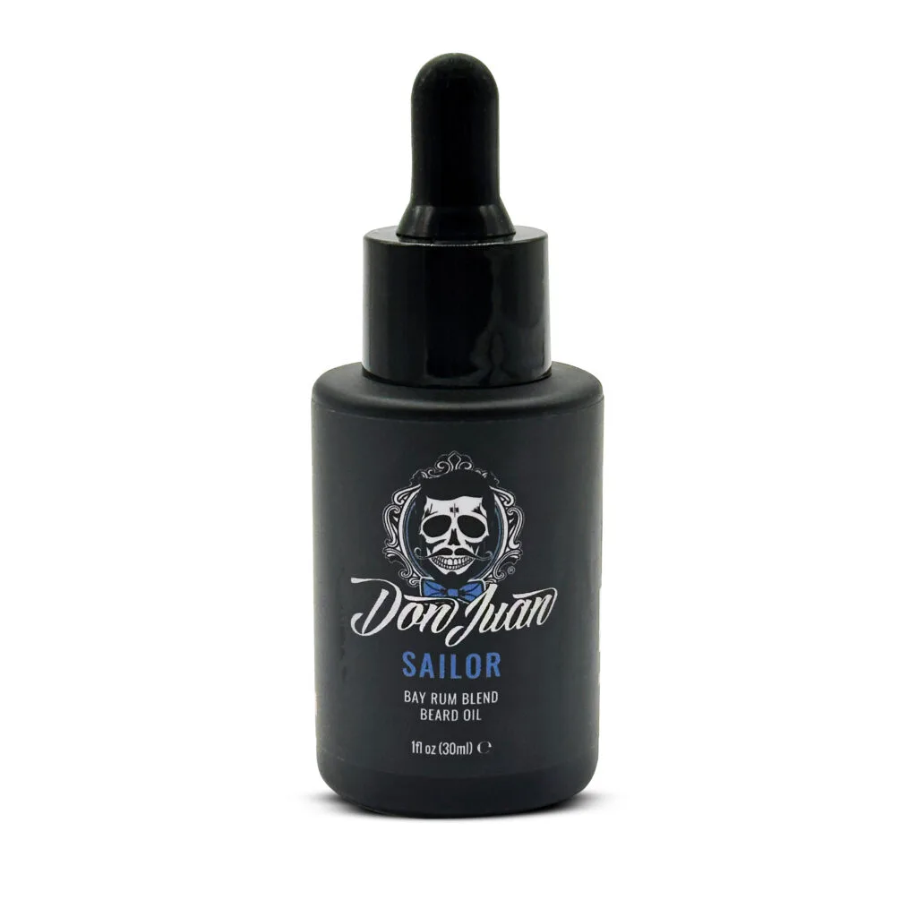 Aceite para barba Don Juan Sailor Bay Rum 30ml con diseño de calavera.