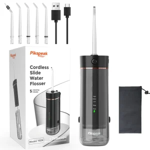 PIKSPEAK CORDLESS SLIDE WATER FLOSSER TELESCOPIC Y826 BLACK - Imagen 2