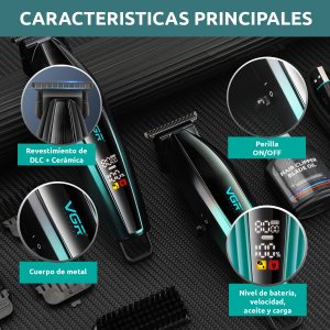 VGR VOYAGER MEN HIGH SPEED HAIR TRIMMER 8000RPM GREEN V-974 - Imagen 2