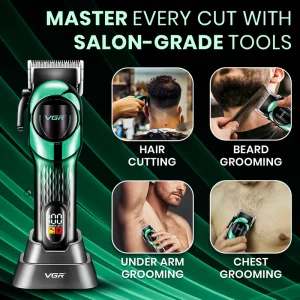 VGR VOYAGER MEN PROFESSIONAL HAIR CLIPPER GREEN V-166 - Imagen 2