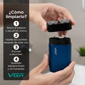 VGR VOYAGER MEN SHAVER METAL BLUE V-347 - Imagen 2