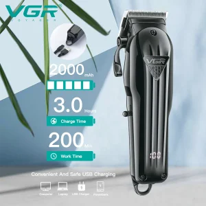 VGR VOYAGER MEN PROFESSIONAL HAIR CLIPPER BLACK V-282 - Imagen 2