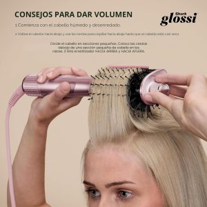 SHARK GLOSSI 2 IN 1 HOT TOOL & AIR GLOSSER BRUSH LYCHEE HT302PK - Imagen 3