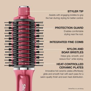 SHARK GLOSSI 2 IN 1 HOT TOOL & AIR GLOSSER BRUSH RASPBERRY HT302BP - Imagen 4