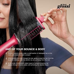 SHARK GLOSSI 2 IN 1 HOT TOOL & AIR GLOSSER BRUSH RASPBERRY HT302BP - Imagen 2