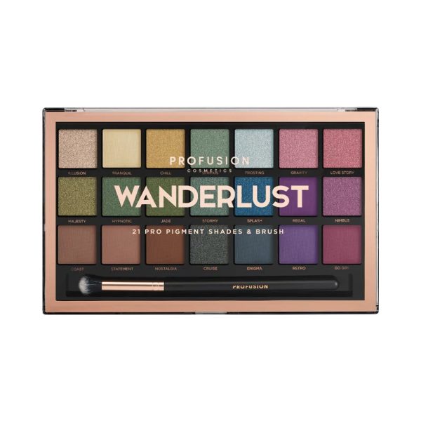 PROFUSION COSMETICS WANDERLUST 21 PRO PIGMENT SHADE & BRUSH